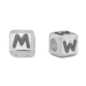 DQ M/W European metal letter beads Antique Silver (nickel free)