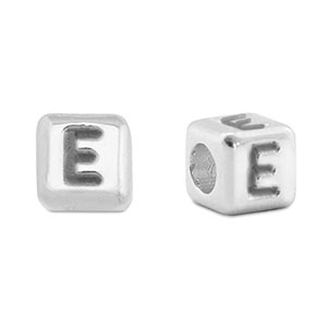 DQ E European metal letter beads Antique Silver (nickel free)