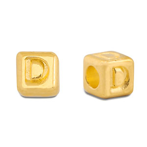 DQ D European metal letter beads Gold (nickel free)
