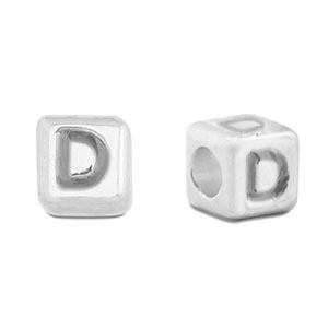 DQ D European metal letter beads Antique Silver (nickel free)