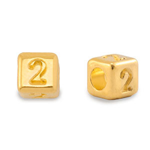 DQ 2 European metal letter beads Gold (nickel free)
