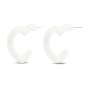 Trendy earrings heart White-Pearl Shine Coating