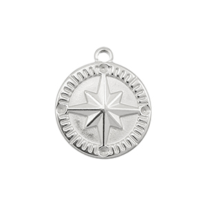 Stainless steel charms compass Silver