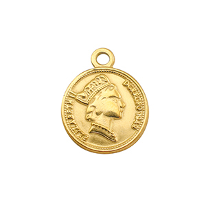 Stainless steel charms coin Gold