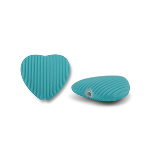Acrylic beads heart Petrol Green