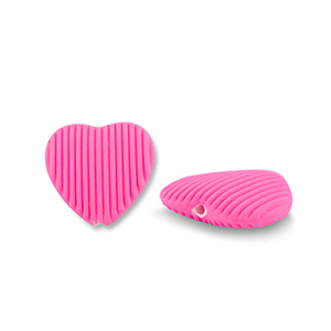 Acrylic beads heart Fuchsia Pink