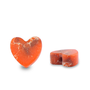 Natural stone beads heart Orange-White-Brown
