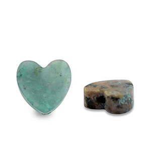Natural stone beads Calcite heart Green-Black
