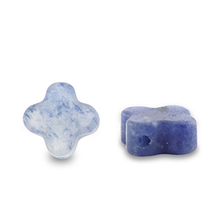Natural stone beads Sodalite and Microcline clover Dark Blue