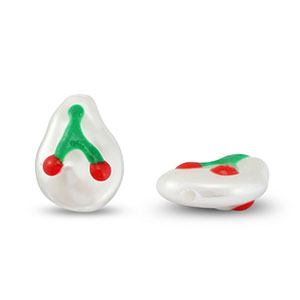 Acrylic beads cherries Pearl-Green-Red