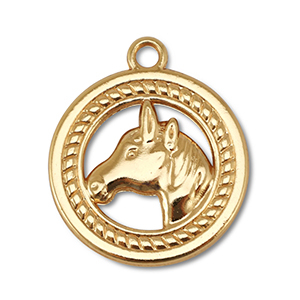 Metal charms round with horse Gold
