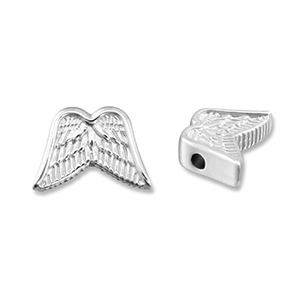 Stainless steel beads wings Silver