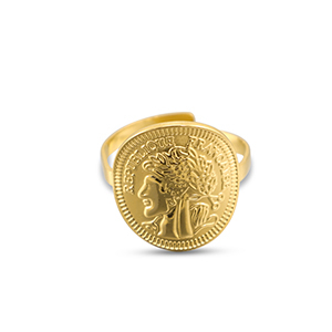 Stainless steel rings coin Gold