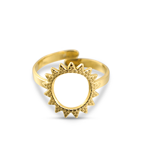 Stainless steel rings flower Gold