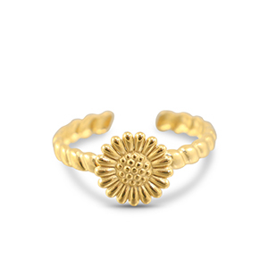 Stainless steel rings flower Gold