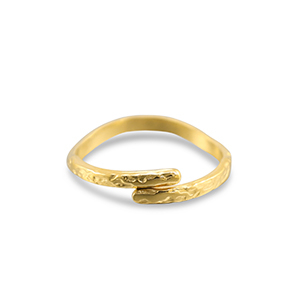 Stainless steel rings wave Gold