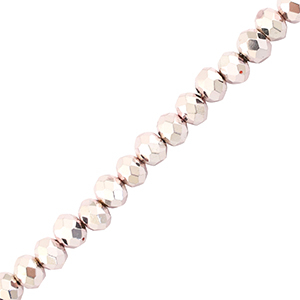 Top faceted beads 4x3mm disc Metallic Light Pink