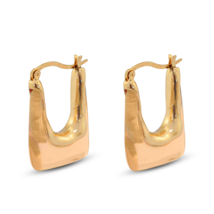 Trendy resin earrings rectangle Gold-Transparent Orange