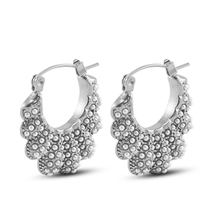 Stainless steel earrings / earpins fan with imitation pearls Silver