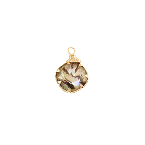 Resin pendants with imitation shell round Gold-Taupe