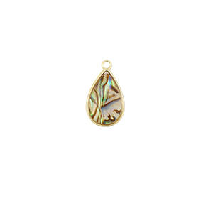 Resin pendants with imitation shell oval Gold-Taupe
