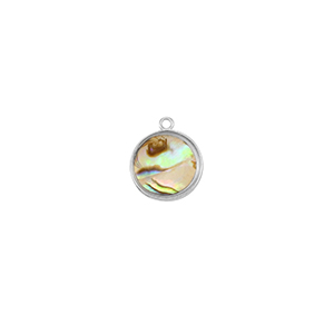 Resin pendants with imitation shell round Silver-Taupe