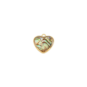 Resin pendants with imitation shell heart Gold-Ocean Green