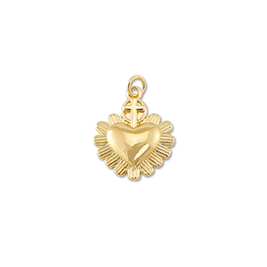 Brass TQ metal charms heart with cross Gold