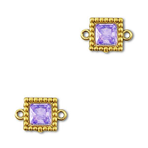 Stainless steel connectors zirconia square Gold-Purple