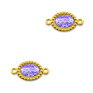 Stainless steel connectors zirconia oval Gold-Purple