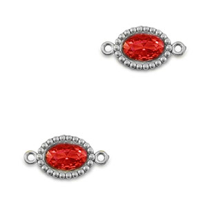 Stainless steel connectors zirconia oval Silver-Red