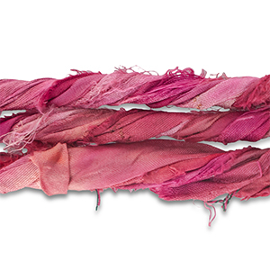 Silk sari ribbons Dark Pink-Green