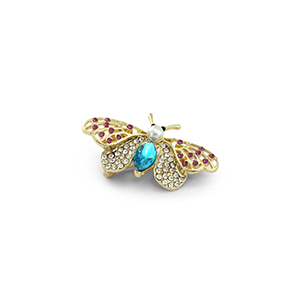 Brooches butterfly with pearl Gold-Blue-Pink