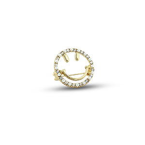 Brooches smiley with pearls Gold