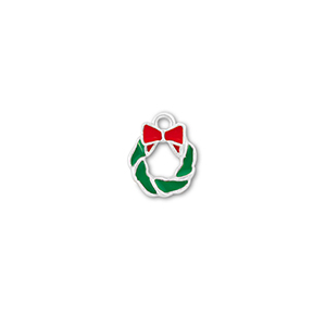 Metal charms christmas wreath Silver-Green-Red