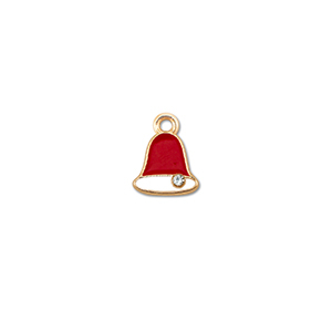 Metal charms zirconia christmas bell Gold-Red-White