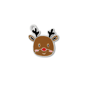 Metal charms reindeer Silver-Brown-Red-Black