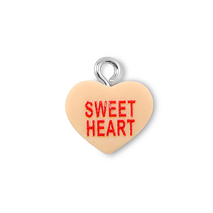 Resin pendants heart "SWEET HEART" Light Orange-Red