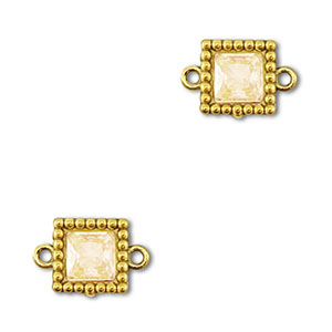Stainless steel connectors zirconia square Gold-Light Orange
