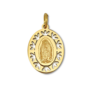 Stainless steel charms oval religious Gold