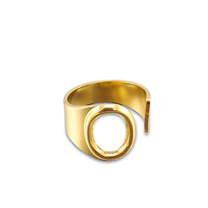 Stainless steel rings letter O Gold