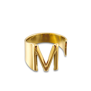 Stainless steel rings letter M Gold