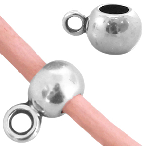 DQ European metal charms with loop (for 2mm leather) Antique Silver (nickel free)