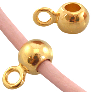 DQ European metal charm with loop (for 2mm leather) Gold (nickel free)