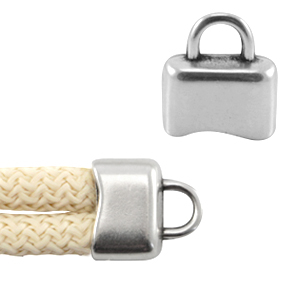 DQ European metal end caps with loop for 5mm cord Antique Silver (nickel free)