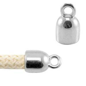 DQ European metal end cap with loop for 5mm cord Antique Silver (nickel free)