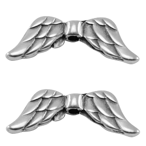 DQ European metal beads angel wings Antique Silver (nickel free)