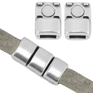 DQ European metal magnetic clasp (for 5mm flat leather) Antique Silver (nickel free)
