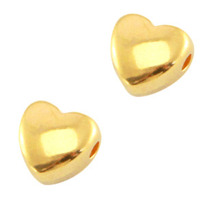 DQ European metal bead heart Gold (nickel free)