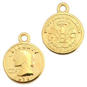 DQ European metal charms coin Gold (nickel free)
